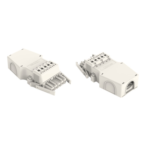 Socket, with strain relief housing, 5-pole, white