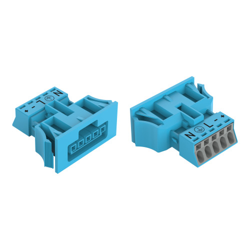 Snap-in socket, without locking lever, 5-pole, blue