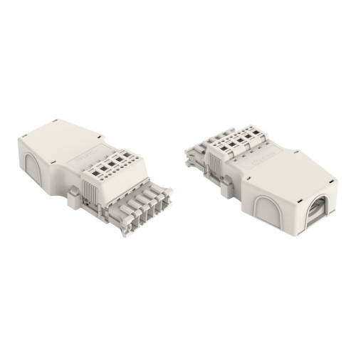 Plug, with strain relief housing, 5-pole, white