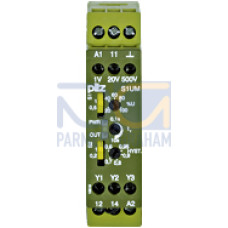 Voltage monitoring relay, to monitor min. and max.voltage values, 12 measuring ranges 0.1 - 500 V AC/DC selectable, 0.40 -400Hz, width = 22.5 mm, UB = 230 - 240 V AC.