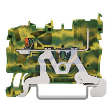 1-conductor/1-pin ground carrier terminal block, with push-button, 2.5 mm&sup2;, green-yellow