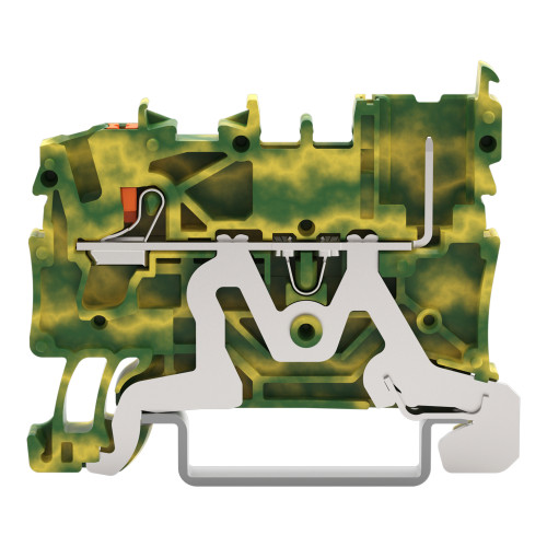 1-conductor/1-pin ground carrier terminal block, with push-button, 2.5 mm&sup2;, green-yellow