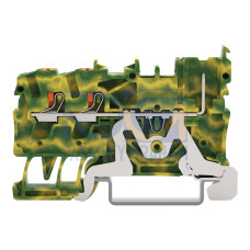 2-conductor/1-pin ground carrier terminal block, with push-button, 2.5 mm&sup2;, green-yellow