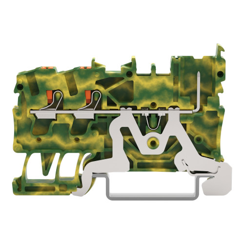2-conductor/1-pin ground carrier terminal block, with push-button, 2.5 mm&sup2;, green-yellow