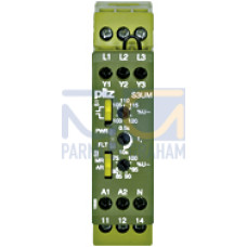 Voltage monitoring relay, to monitor overvoltage andundervoltage values, and the phase sequence in 3-phase supplies, 40 -400Hz, measuring voltage 415/460 V AC, width 22.5 mm, UB = 230 V AC.