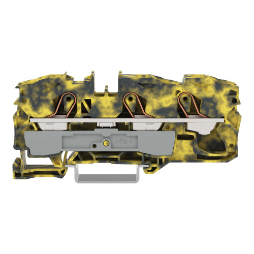 3-conductor through terminal block, 16 mm&sup2;, suitable for Ex e II applications, dark gray/yellow