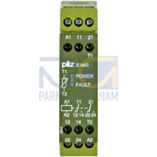 Thermistor monitoring relay, as a protection device from overheating ofmotors, generators, etc., 2 auxiliary contacts, 2 changeover contacts,width =22.5 mm, UB = 24 V AC/DC.