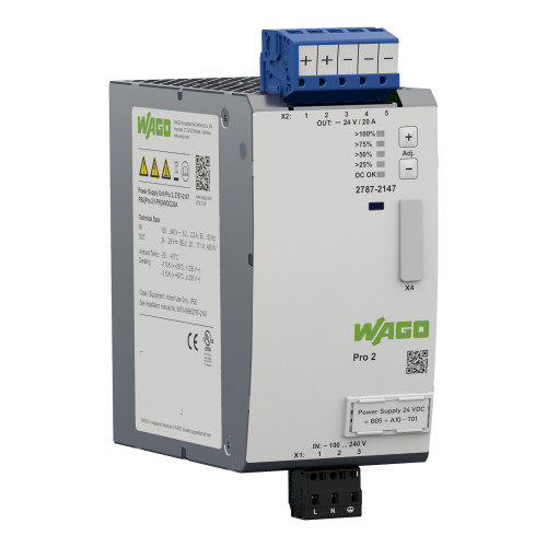 Power supply; Pro 2; 1-phase; 24 VDC output voltage; 20 A output current; TopBoost + PowerBoost; communication capability