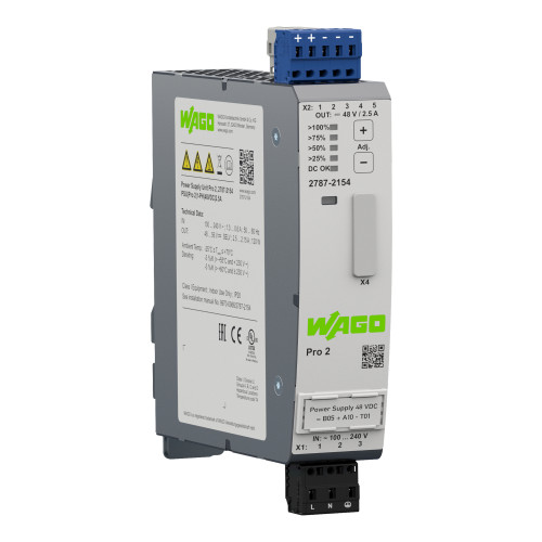 Power supply, Pro 2, 1-phase, 48 VDC output voltage, 2.5 A output current, TopBoost + PowerBoost, co