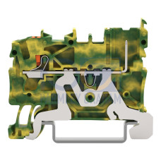 1-conductor/1-pin ground carrier terminal block, with push-button, 2.5 mm&sup2;, green-yellow