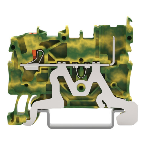 1-conductor/1-pin ground carrier terminal block, with push-button, 2.5 mm&sup2;, green-yellow