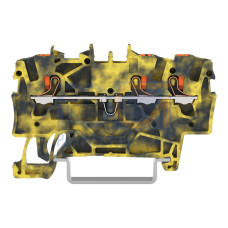 3-conductor through terminal block, with push-button, 1.5 mm&sup2;, dark gray/yellow