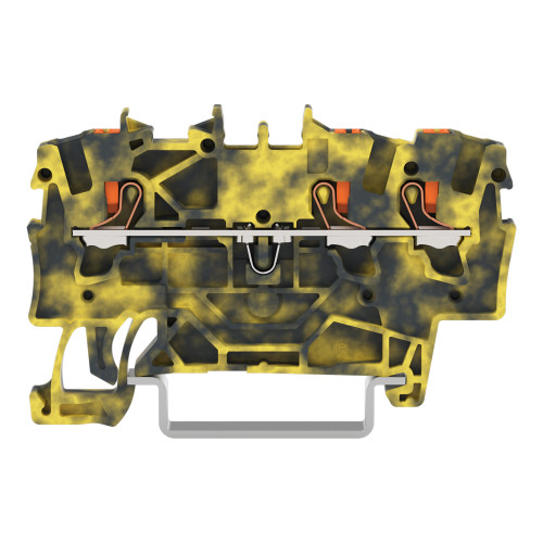 3-conductor through terminal block, with push-button, 1.5 mm&sup2;, dark gray/yellow