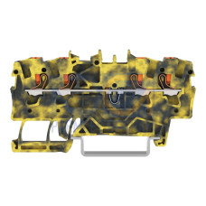 4-conductor through terminal block, with push-button, 1.5 mm&sup2;, dark gray/yellow