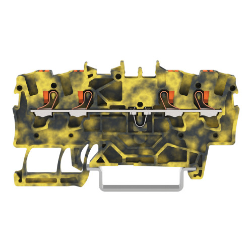 4-conductor through terminal block, with push-button, 1.5 mm&sup2;, dark gray/yellow