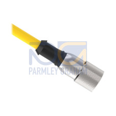 Cordset: Single Ended M12, 6-pin Straight Female C Code, 5 m (16.4 ft) 6x22 Yellow PVC Jacket, Nickel-Plated Brass Coupling Nut