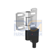 Hinge Safety Interlock Switch Stainless Steel, Inline QD, Switch Mounted Right Side w/ QD Down, 2 NC/1 NO,Micro M12 6-pin (Dual Key) QD, See SI-HGZ63FQDRL Die-cast Zinc as a lower cost alternate