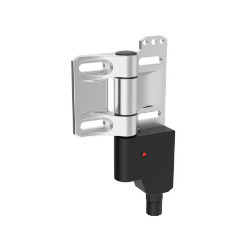 Hinge Safety Interlock Switch Stainless Steel, Inline QD, Switch Mounted Right Side w/ QD Down, 2 NC/1 NO,Micro M12 6-pin (Dual Key) QD, See SI-HGZ63FQDRL Die-cast Zinc as a lower cost alternate