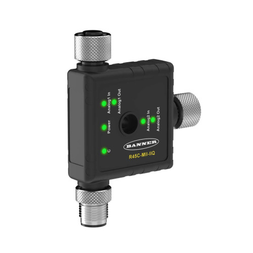 R45C Series Converter, Modbus Communications, Dual Analog In and Out (Current), 4-pin M12 Integral QD