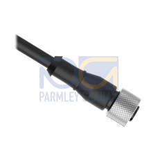 Cordset: Single Ended A-Code M12, 8-pin Straight Female Connector with Shield, 9 m (29.52 ft) Black PVC Jacket, Nickel-Plated Brass Coupling Nut