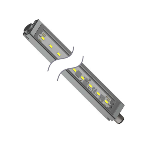 WLS28-2 Work Light Strip, Diffuse Window, Length: 430, Voltage: 12-30 V dc, Environmental Rating: IP67/IP69K, Color: Warm White, 4-pin M12 Integral QD