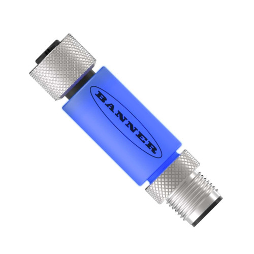 TL15 Series: 1-Color In-Line Status Indicator Segment, Voltage: 12 or 24 V dc, Housing: PVC, IP67, Input: PNP, Colors: Blue, Pin 4, Male-Female 5-pin M12 Integral QD