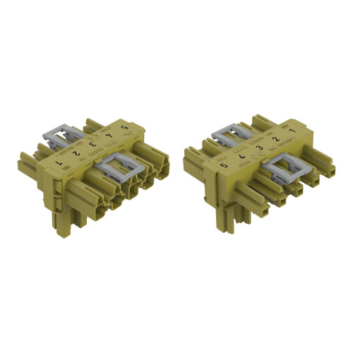 T-distribution connector, 5-pole, Cod. B, light green