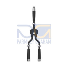 Splitter M8M to M8F and M8F connectors, 3-pin, Non-Shielded, IP68, AWG 24, Black PUR cord, Straight Connectors, Trunk: 0.2 m, Branches: 0.2 m