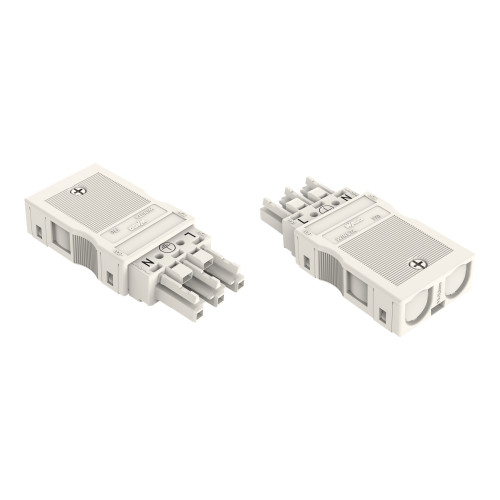 Socket, with strain relief housing, 3-pole, white