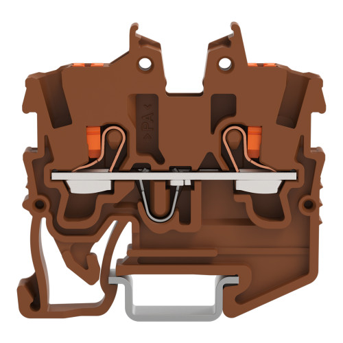2-conductor miniature through terminal block, with push-button, 1 mm&sup2;, brown
