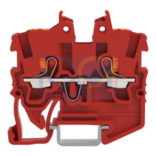 2-conductor miniature through terminal block, with push-button, 1 mm&sup2;, red