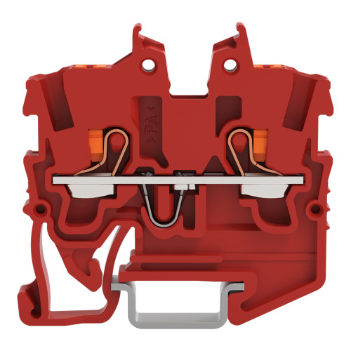 2-conductor miniature through terminal block, with push-button, 1 mm&sup2;, red