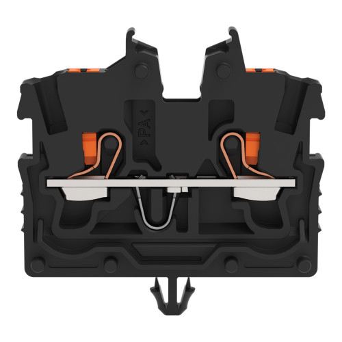 2-conductor miniature through terminal block, with push-button, 1 mm&sup2;, black