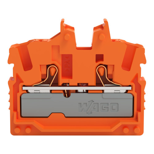 2-conductor miniature through terminal block, with push-button, 2.5 mm&sup2;, orange