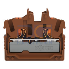2-conductor miniature through terminal block, with push-button, 2.5 mm&sup2;, brown