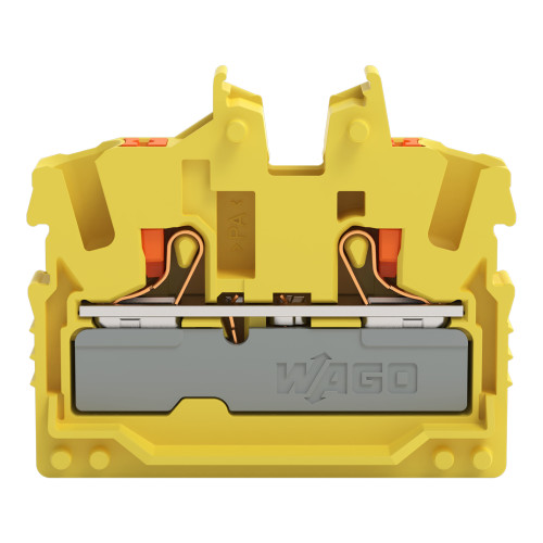 2-conductor miniature through terminal block, with push-button, 2.5 mm&sup2;, yellow