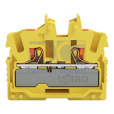 2-conductor miniature through terminal block, with push-button, 2.5 mm&sup2;, yellow