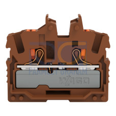 2-conductor miniature through terminal block, with push-button, 2.5 mm&sup2;, brown