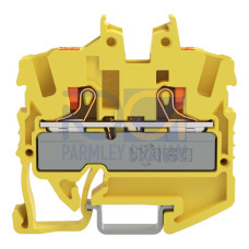 2-conductor miniature through terminal block, with push-button, 2.5 mm&sup2;, yellow