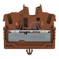 2-conductor miniature through terminal block, with push-button, 2.5 mm&sup2;, brown