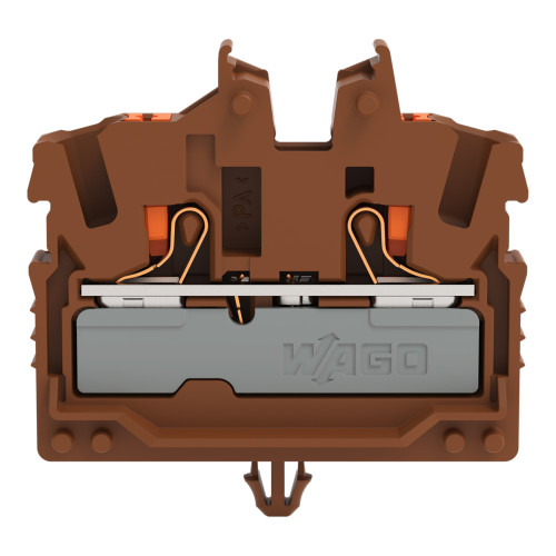 2-conductor miniature through terminal block, with push-button, 2.5 mm&sup2;, brown