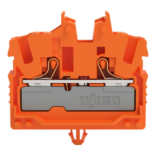 2-conductor miniature through terminal block, with push-button, 2.5 mm&sup2;, orange