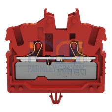 2-conductor miniature through terminal block, with push-button, 2.5 mm&sup2;, red