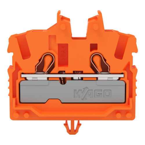 2-conductor miniature through terminal block, with operating slots, 2.5 mm&sup2;, orange