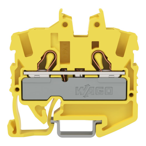 2-conductor miniature through terminal block, with operating slots, 2.5 mm&sup2;, yellow
