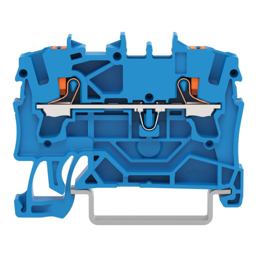 2-conductor through terminal block, with push-button, 2.5 mm&sup2;, blue
