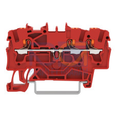3-conductor through terminal block, with push-button, 2.5 mm&sup2;, red