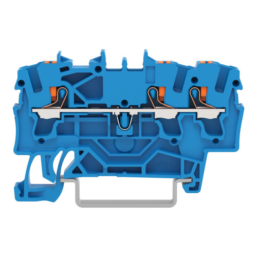 3-conductor through terminal block, with push-button, 2.5 mm&sup2;, blue