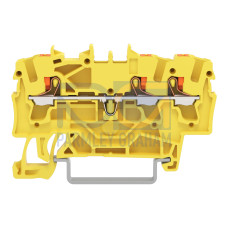 3-conductor through terminal block, with push-button, 2.5 mm&sup2;, yellow