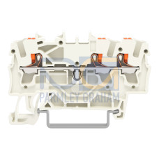 3-conductor through terminal block, with push-button, 2.5 mm&sup2;, light gray